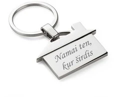 Graviruotas raktų pakabukas "Namai ten, kur širdis"