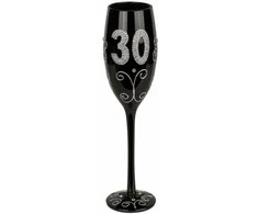 Juoda šampano taurė su skaičiumi "30"