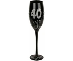 Juoda šampano taurė su skaičiumi "40"