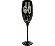 Juoda šampano taurė su skaičiumi "60"