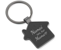 Juodas namelio formos pakabukas "Namai ten, kur mama"