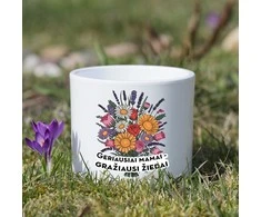Keramikinis vazonas "Geriausiai mamai - gražiausi žiedai"