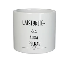 Keramikinis vazonas "Laistykite - čia auga pelnas"