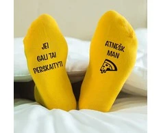 Kojinės su spauda ant padų "Atnešk man picą"