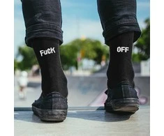 Kojinės su spauda iš galo "Fuck off"