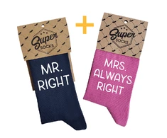 Kojinių komplektas porai "Mr. Right &amp; Mrs. Always Right"