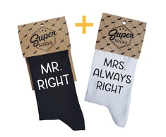 Kojinių komplektas porai "Mr. Right &amp; Mrs. Always Right"