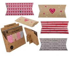 Kraft popieriaus dėžutės - pagalvėlės "Heart", 4vnt