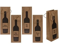 Kraft popieriaus dovanų maišelis buteliui "Wine time" (35x9x9cm)