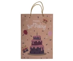 Kraft popieriaus dovanų maišelis "Happy Birthday" (34,5x25x8,5cm)
