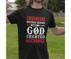 Marškinėliai "God created mechanics"