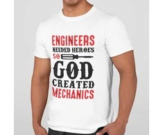 Marškinėliai "God created mechanics"