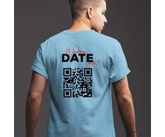 Marškinėliai "Wanna date me?" su personalizuotu QR kodu