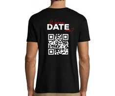 Marškinėliai "Wanna date me?" su personalizuotu QR kodu