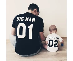 Marškinėlių komplektas "Big man and Little man" su pasirinktais skaičiais