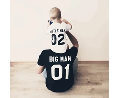 Marškinėlių komplektas "Big man and Little man" su pasirinktais skaičiais