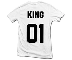 Marškinėlių komplektas "King &amp; Queen" su spauda iš priekio ir iš galo