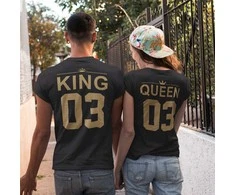 Marškinėlių komplektas "King &amp; Queen" su skaičiais nugaroje