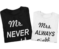 Marškinėlių komplektas "Mr NEVER Right &amp; Mrs ALWAYS Right"