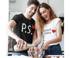 Marškinėlių komplektas "P.S" su pasirinktu užrašu