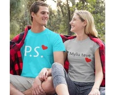 Marškinėlių komplektas "P.S" su pasirinktu užrašu