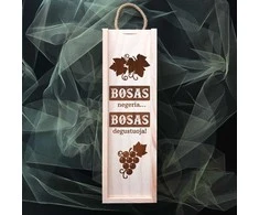 Medinė butelio dėžė "Bosas negeria - bosas degustuoja"