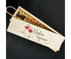 Medinė butelio dėžė "Meilės vynas"