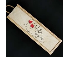 Medinė butelio dėžė "Meilės vynas"