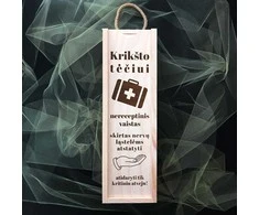Medinė butelio dėžė "Nereceptinis vaistas krikšto tėveliui"