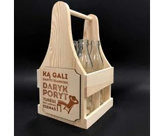 Medinė butelių dėžė "Ką gali daryti šiandien - daryk poryt"