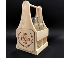 Medinė butelių dėžė "Tėčio alus"