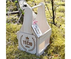 Medinė butelių dėžė "Tėčio alus"