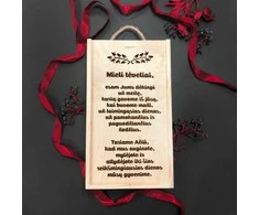 Medinė dviejų butelių dėžė "Ačiū, tėveliai"