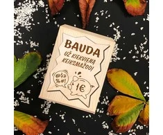 Medinė graviruota taupyklė "Bauda už kiekvieną keiksmažodį"