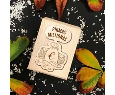 Medinė graviruota taupyklė "Pirmas milijonas"