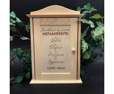 Medinė raktų dėžutė "Išeidami iš namų nepamirškite"
