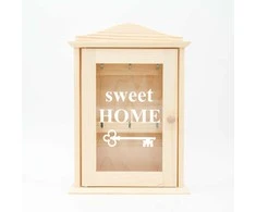 Medinė raktų dėžutė su stiklu "Sweet home"