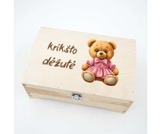 Medinė skrynelė "Krikšto dėžutė su meškute"