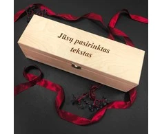 Medinė vyno butelio dėžė su pasirinktu tekstu