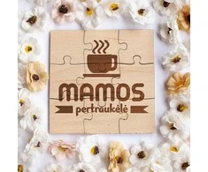 Medinis puodelio padėkliukas - dėlionė "Mamos pertraukėlė"