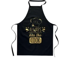 Medvilninė prijuostė "Always kiss the cook"