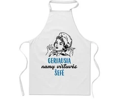 Medvilninė prijuostė "Geriausia namų virtuvės šefė"