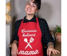 Medvilninė prijuostė "Mama - geriausia kulinarė"