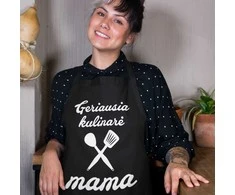 Medvilninė prijuostė "Mama - geriausia kulinarė"