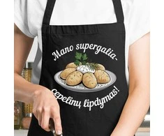 Medvilninė prijuostė "Mano supergalia - cepelinų lipdymas"