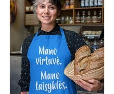 Medvilninė prijuostė "Mano virtuvė - mano taisyklės"