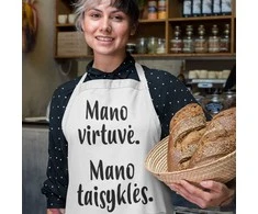 Medvilninė prijuostė "Mano virtuvė - mano taisyklės"