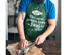 Medvilninė prijuostė "Tikri vyrai parneša žuvį"