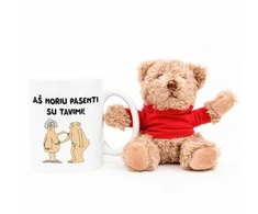 Meškiuko ir puodelio rinkinys "Aš noriu pasenti su tavimi"