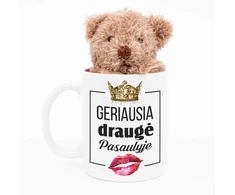 Meškiuko ir puodelio rinkinys "Geriausia draugė pasaulyje"